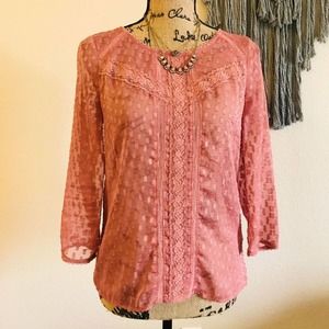 LC Lauren Conrad Dusty Rose Lace & Gold Bl…